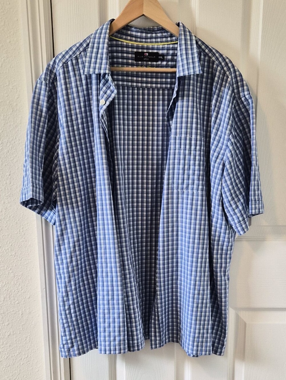 Marks & Spencer Short-Sleeve Blue Gingham Button-Down Shirt